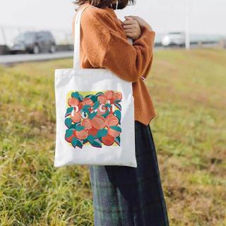 Summer New Harajuku Peach Aesthetic Canvas Bag Female Shoulder Bag Fashion Tote Bag Large Capacity