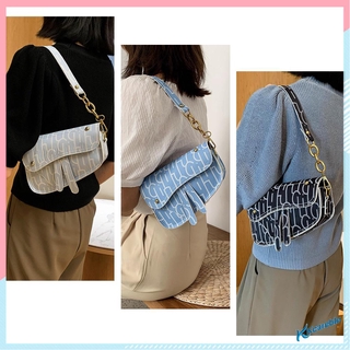[kcareble]Fashion Printed Handbag PU Women Underarm Shoulder Bag Small Saddle Totes