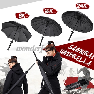 Fashion Black Samurai Umbrella Katana Sword Handle Strap Long Umbrella Classic Retro Umbrella Waterproof UV Save