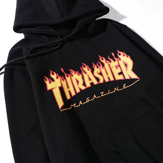 [Ready Stock] INS fashion unisex hoodie Thrashe Yellow flame Warm popular hoodie (4)