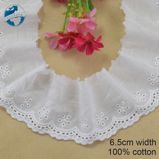 6.5cm wide 100% cotton embroidery lace edges lace fabric guipure diy trims mini dress lace ribbon garment Accessories 4173