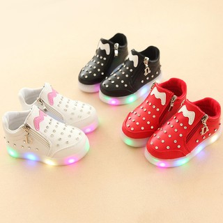 Baby Girls LED Luminous Rhinestone Soft Sole Casual Sneakers ^^DUDU^^ (2)