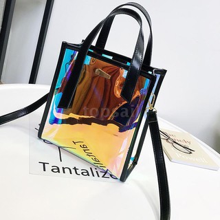 Spot Women Transparent Laser Bag Shopper Hologram PVC Totes Crossbody Shoulder Bag Handbag