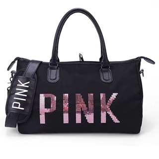 1127: pink traveling bag nylon hand carry high quality