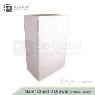 Qoncept Furniture MALM Chest of 6 Drawers Vertical (White) (1)