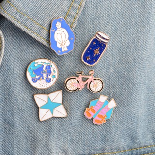 Beauty Bicycle Wishing Bottle Brooch Badge Corsage T-shirt Collar Pins