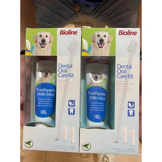 【Ready Stock】✢Bioline Dental Kit for Dogs Toothpaste & Toothbrush Pet Oral Teeth Cleaning Set