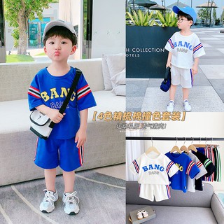 ▧☍Children s short-sleeved suit summer western style boys sportswear thin section