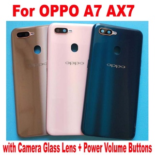 High Quality Battery Back Cover Case Lid with Camera Frame Glass Lens + Power Volume Buttons For OPPO A7 AX7
