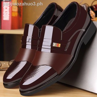 ❒Men s leather shoes business dress British and Korean overshoot black casual youth versatile
