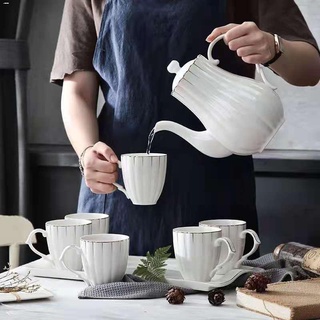 Dinnerware♈Tea set, ceramic tea set, teapot, tea cup, gift office and household simple tea pot (4)
