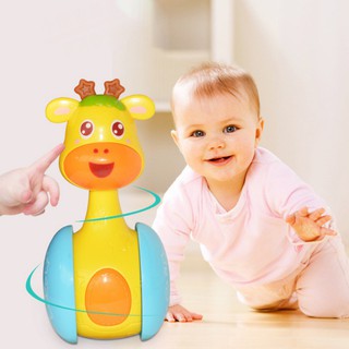 Roly Poly Rattle Giraffe Tumbler Doll Bell Music Rattle Educational Toy For Baby