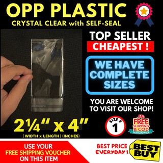OPP Clear Plastic w/Adhesive - (2¼“ x 4”) [ OPPA#1 ]