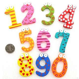 HIIU 10pcs/set Number Large Cartoon Floral Wooden Fridge Magnet Decor for Baby Kids Educational Toys (3)