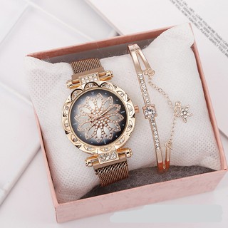 J.ESTINA Jewelry [with box] fashion flower design Magnet Buckle Quartz Watches and bracelet set