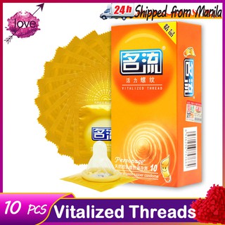 Mingliu 10 Pcs/Box Vitalized Threads Condoms Strong Stimulation Ultra Thin Dotted Ribbed Condoms