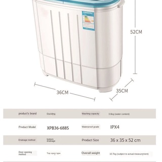 ◐♨Double tub mini washing machine Small semi-automatic double tub washing machine 3.6kg Capacity Was (2)