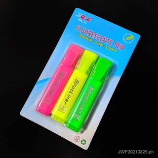 （Hot Sale） 3pcs Chisel Tip Neon Highlighter Colored Highlighters Marker School Office Supply
