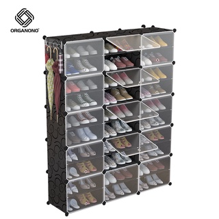 Organono DIY 15 Doors 30 Layer Screwless Stackable Shoe Box Cabinet Transparent Door Storage Rack