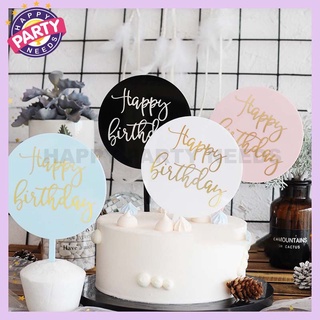 Happy Birthday Cake Topper Acrylic Letter Round Card Dessert Party Supplies Happy Party Needs
