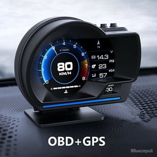 OBD+GPS OBD2 P6 Smart Gauge Digital Meter Alarm Speed Gauge display Interface Water Oil temp RPM OBD