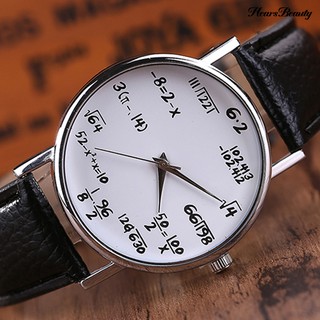 BEAUTY♔♔Women\'s Men\'s Fashion Math Formula Equation Dial Faux Leather Quartz Wrist Watch