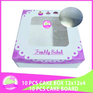 MPS - 10 Sets Cake Box 12x12x4 | 12x12x5 with Cake Board 12" - Pastry Box