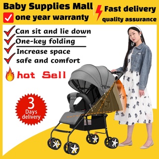 Luxury baby stroller one-handed one-key folding can lie down and large space for baby travel (1)