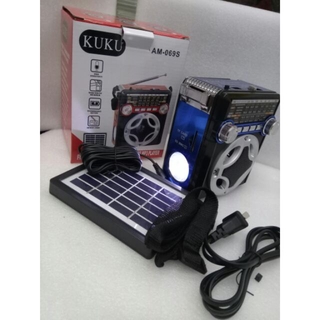 KUKU AM/FM/SD/USB SLOT WITH FREE SOLAR PANEL 069s
