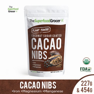 The Superfood Grocer Organic Raw Cacao Nibs Coco Sugar Coated