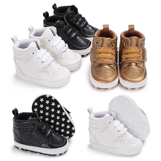 Ready Stock Baby Boys PU Shoes Kids Sneakers Baby Boys Shoes High Top Soft Sole First Walkers Boots 0-18Months