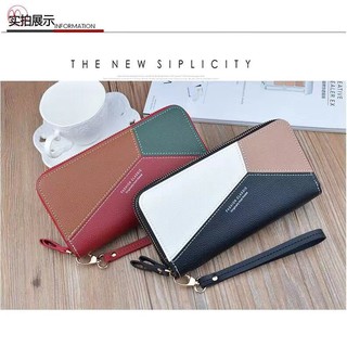 2021 new double zipper wallet ladies long clutch bag Korean version stitching contrast color large c (8)