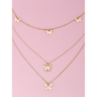 XUYU Korean Delicate Butterfly Collarbone Chain Simple Personality Alloy Lady Multilayer Necklace (3)