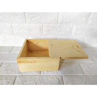 Wooden box with sliding cover 6.75" L x 6.75 W" x 3" H inches Unvarnished/No Paint.