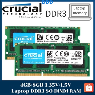 Computer motherboardDDD Ready Stock Crucial Laptop DDR3 SO-DIMM RAM 1.35V 1.5V 204pin 4GB 8GB DDR3 1