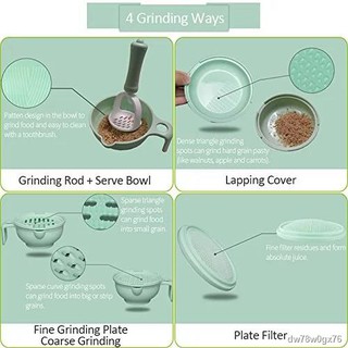 9PCS Baby Food Grinder Processor Food Grinding Bowl Tool Set Feeding and Nursing Utensil