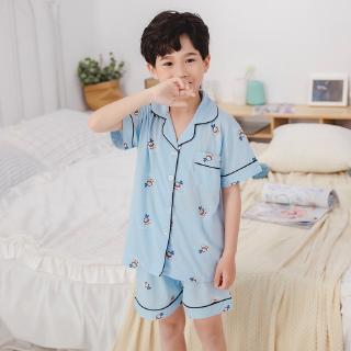 Pajamas summer short sleeve boys' thin home summer children's cartoon home clothes (2)