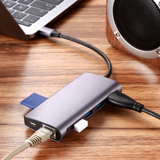 9 in1 Thunderbolt 3 USB Type C to HDMI HUB Adapter & RJ45 Ethernet &Card Reader Slot 3.5 mm port for MacBook (1)