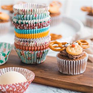100PCS Cute Creative Baking Mold Cake Bottom Holder Printing Muffin Cup Cake Paper Cup Tool Party Gift
