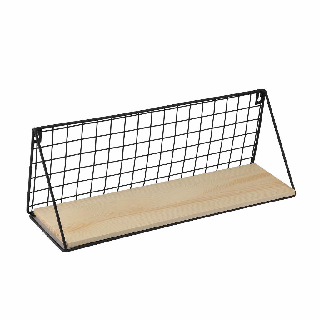 Household Iron Metal Wood Wall Shelf Shelf Industrial Modern Storage Rack Wall Shelf Organization (4)