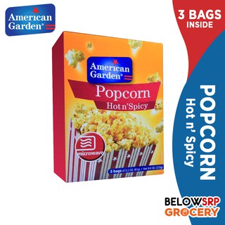 BelowSrp Grocery American Garden Popcorn (Hot & Spicy) - Microwaveable Popcorn 3 x 3.2oz