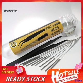 ┇✐▣✤WDP✤11Pcs/Set 0.4mm Stainless Steel Needles Tweezers 3D Printer Nozzle Cleaning Kit (1)