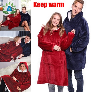 Blanket Ultra Soft Hoodie with Big Pocket Flannel Warm Cosy Comfy Oversized Wearable Hooded Unisex