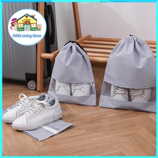 Shoes Storage Bags Non-Woven Drawstring Travel Shoe Bags with Transparent Slot Hilife
