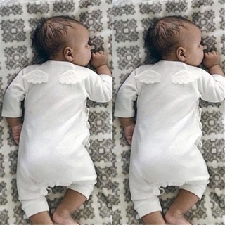 0-24M Newborn Infant Baby Boy Girl Clothes Solid Color Back Wing Little Angel Romper Jumpsuit
