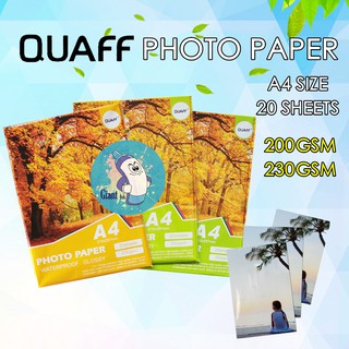 QUAFF high quality Glossy Inkjet Photo Paper A4 200GSM / 230GSM (20 sheets / pack)