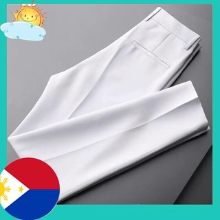 【COD】Men's Formal Pants Trousers Business Casual Straight Ankle Pant Office korean White Khaki Slack