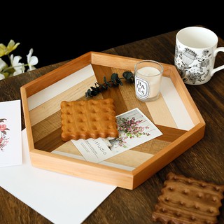 Rectangular Natural Wood Tray Serving Tray Decorative Platters For Coffee Tea Wine New (7)