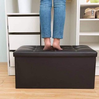 Faux Leather Folding Storage Sofa Cube Memory Foam Seat Foot Stools Box Laundry Storage Organizer (3)