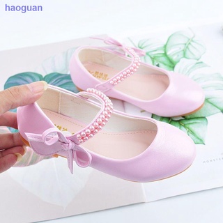 Girls single shoes 2021 spring and autumn new children s shoes high heels little girls white show leather shoes crystal shoes